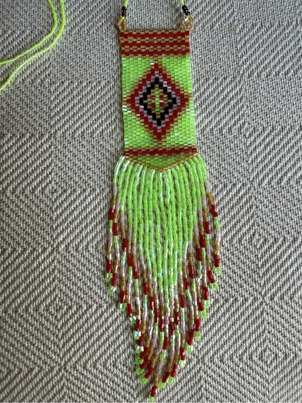 NWOT Bright Lime Fringe Necklace